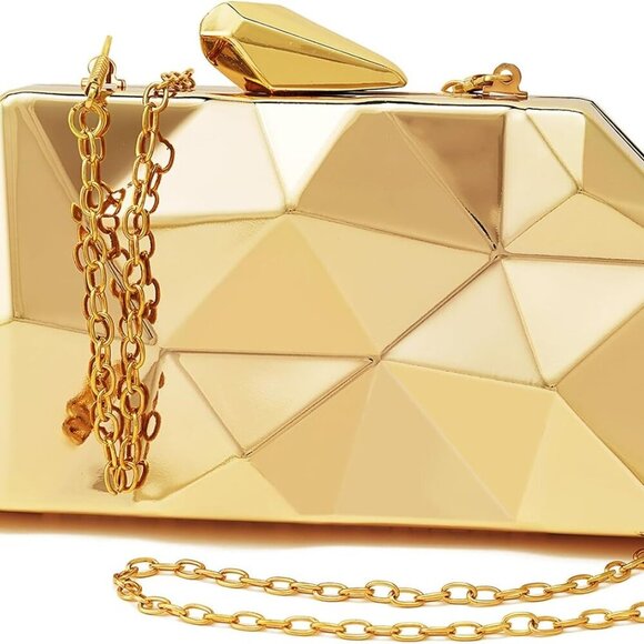 Women Lattice Pattern Metal Evening Clutch Bag,Geometric Evening Clutch Purse Ha - Picture 1 of 7